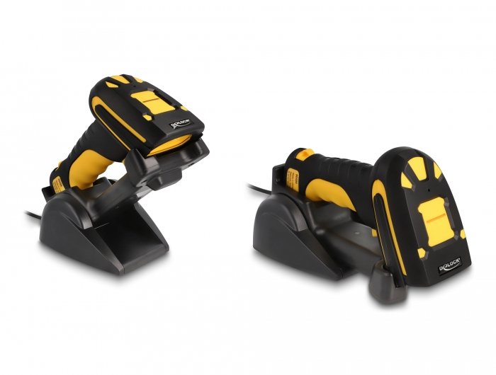 Delock Escáner De Código De Barras Industrial 1d Y 2d Para 433 Mhz O Bluetooth Con Estación De Carga Inductiva