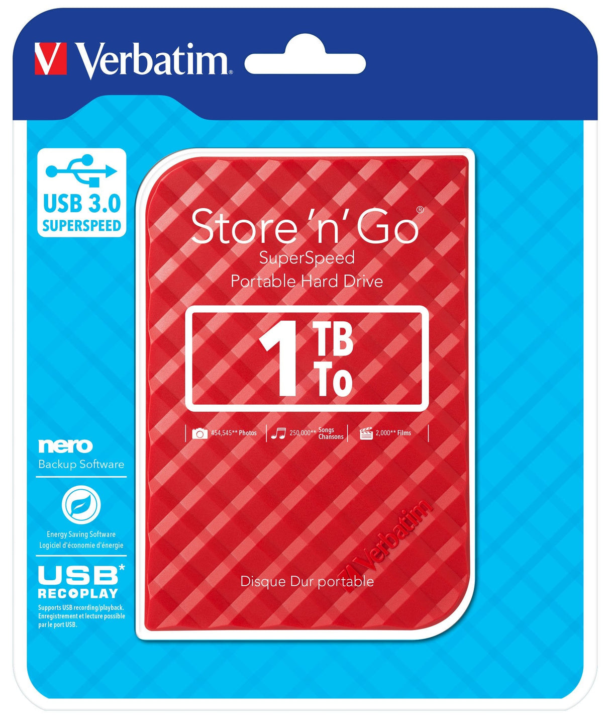 Verbatim 2,5" Store ´N´ Go Usb 3.0 Gen.2 Externe Festplatte 1 Tb Rojo