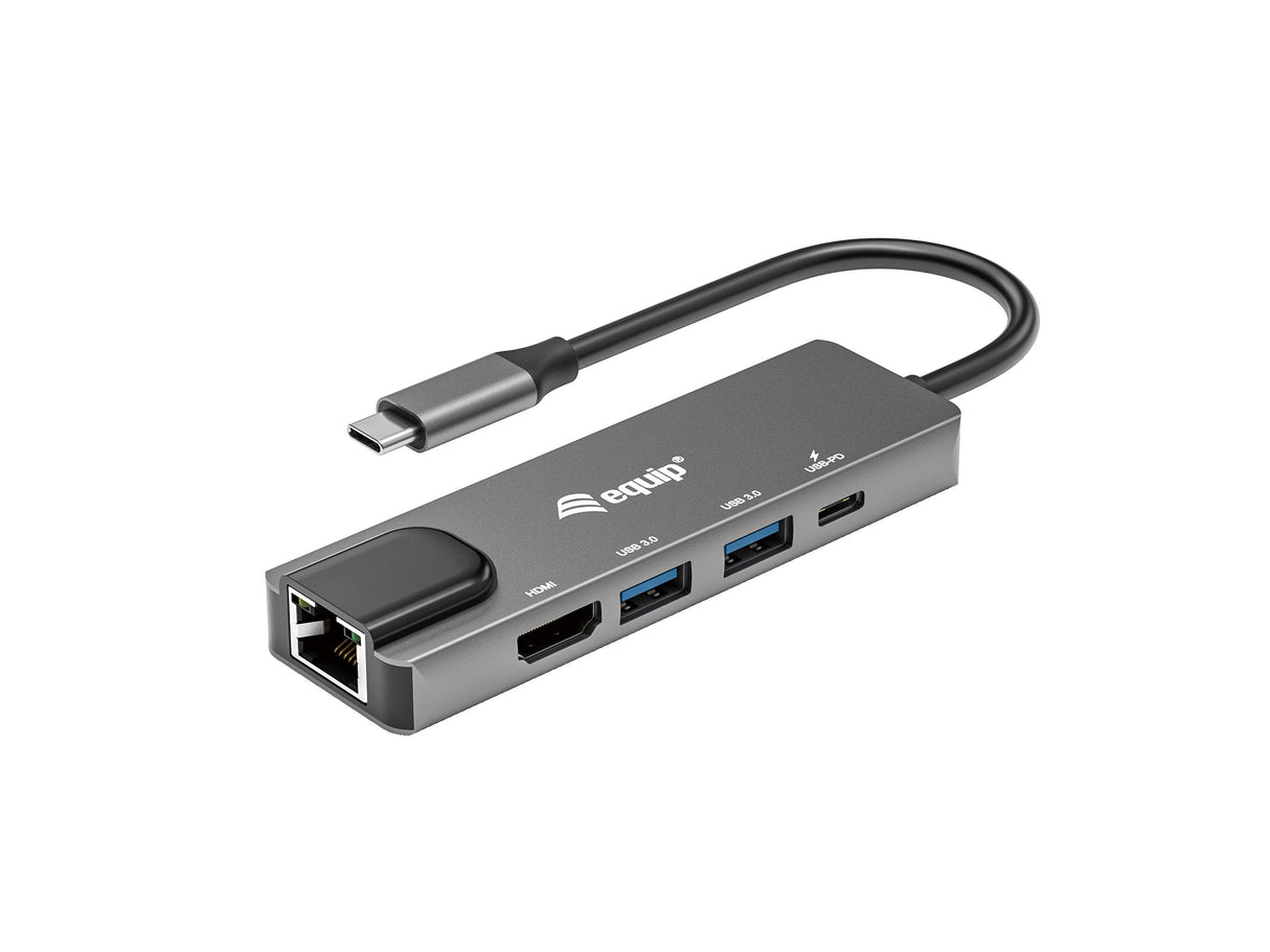 Equip Dock Usb-C->Hdmi, Gigabit Lan, 2xusb3.0, 100wpd 0,25m