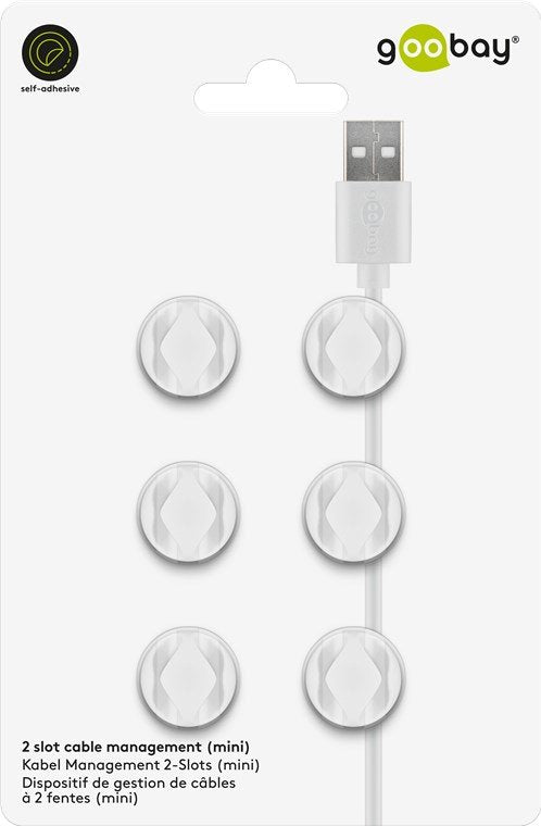 Goobay Organizador De Cables 2 Ranuras (Mini), 6 Piezas Blanco 70364