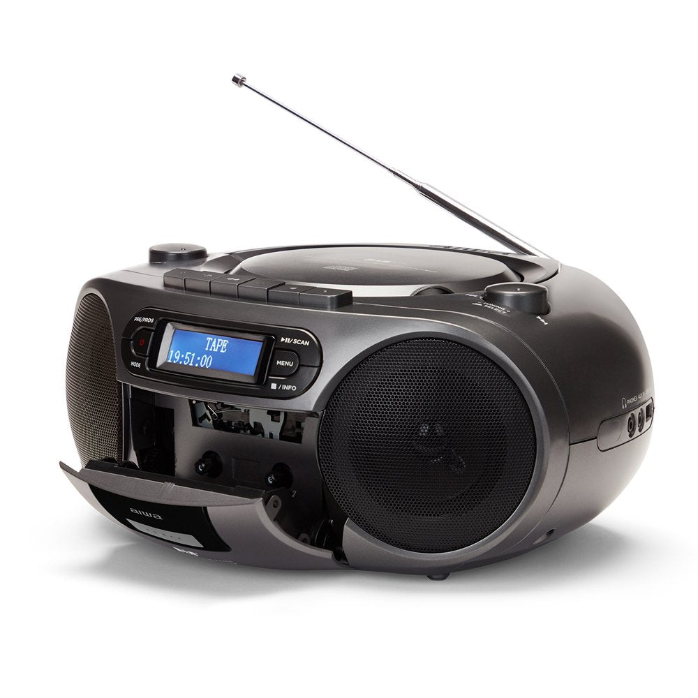 Radio Cd Cassette Portátil Aiwa Bbtc 660 4w Rms Usb Bluetooth Gris