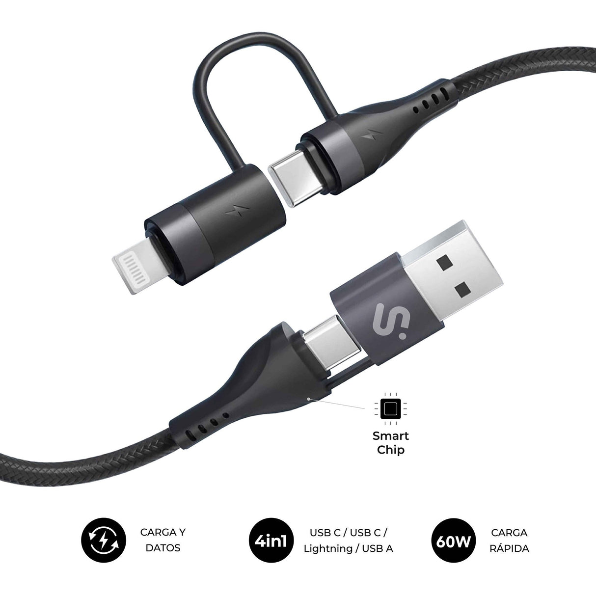 EAN 8436586743628 - SUBBLIM SUBCAB-4IN101 cable USB USB 2.0 USB C Negro imagen 1
