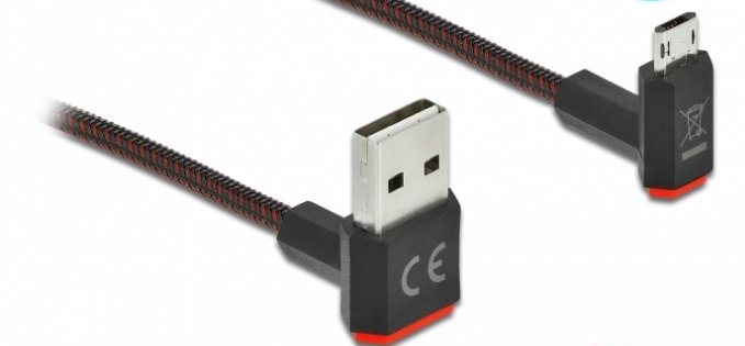 Delock Easy-Usb 2.0 Cable Typ-A Stecker Zu Easy-Usb Typ Micro-B Stecker Gewinkelt Oben Unten 0,5 M Schwarz