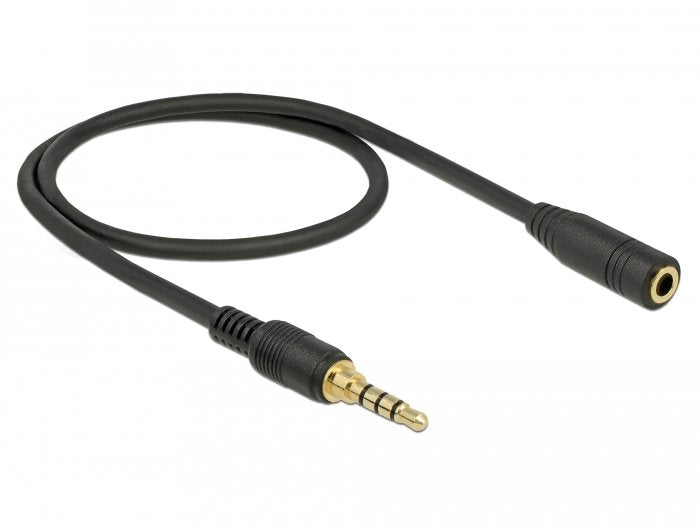 Delock Klinkenverlängerungscable 3,5 Mm 4 Pin Stecker Zu Buchse 0,5 M Schwarz