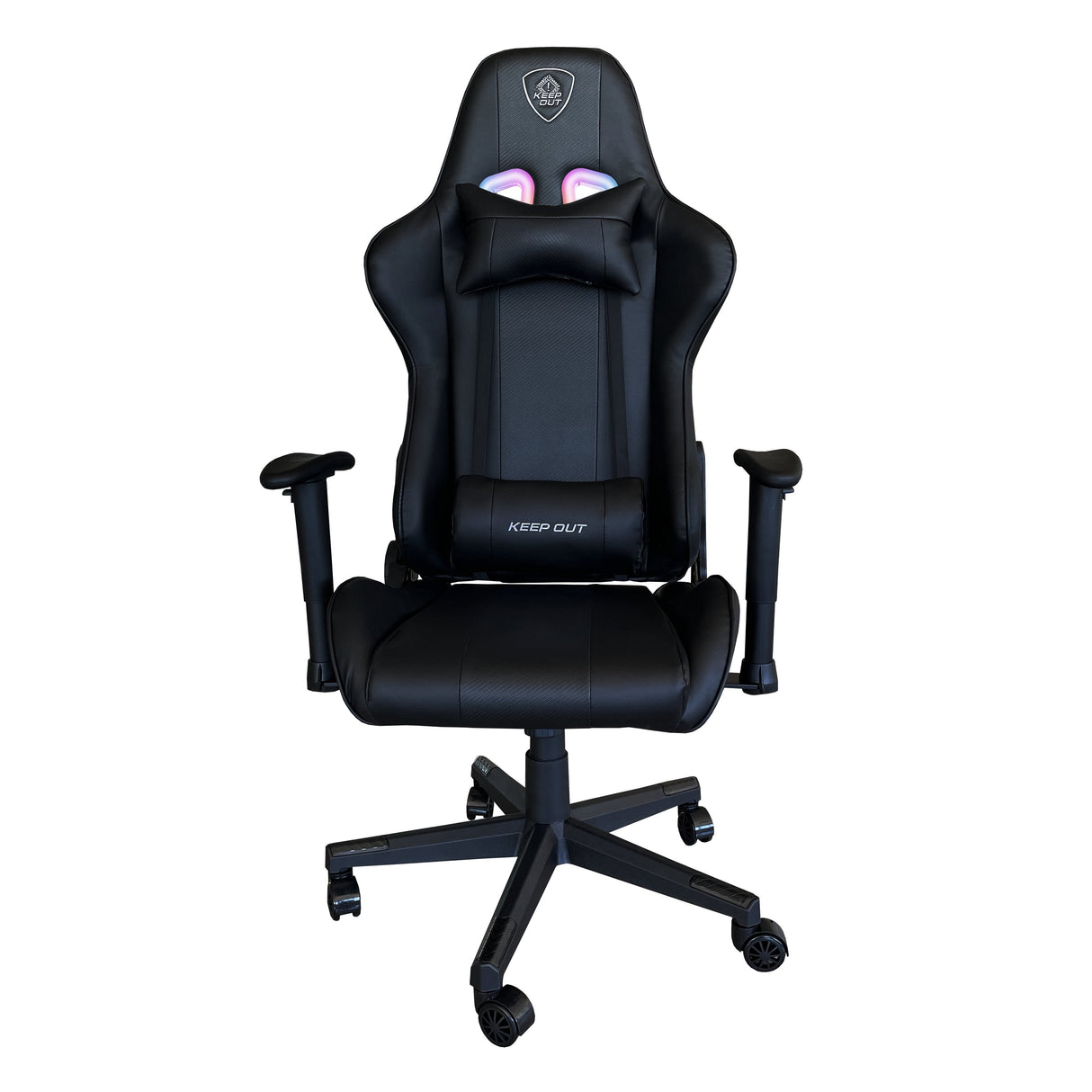 Silla Gaming Keepout Xspro-Racing Rgb Black Reposabrazos 2d/ Iluminacion Rgb Con Mando A Distancia/ Ruedas De Nylon/ Cojin Lumbar Y Cervical