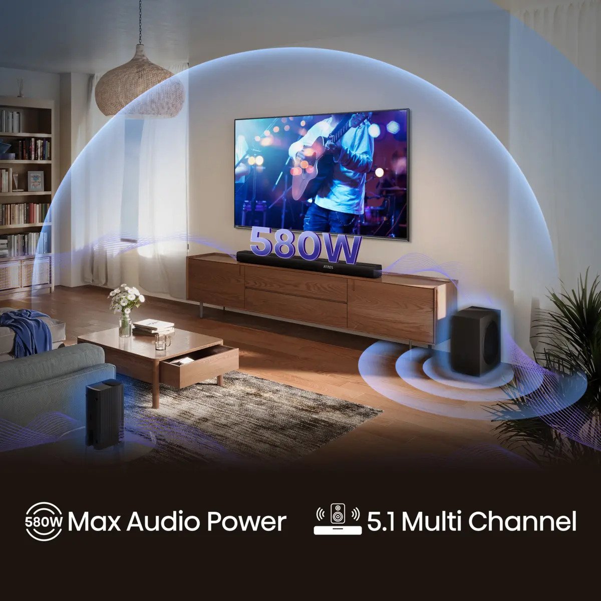 Barra Sonido Hisense Ax5100q 5.1 580w Dolby Atmos Hdmi Earc Bt 5.3