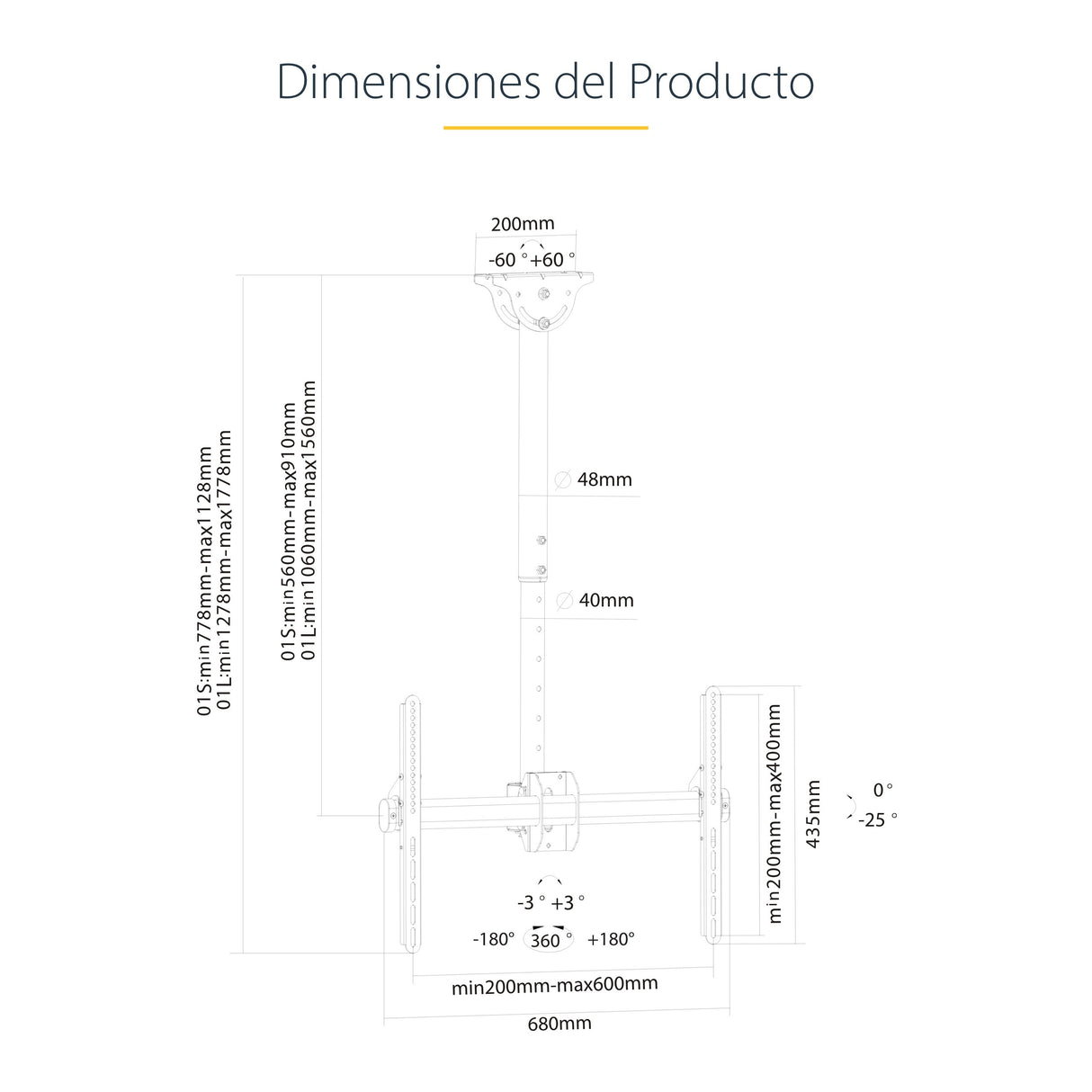 EAN 0065030865470 - StarTech.com FLATPNLCEIL soporte para pantalla de señalización 190,5 cm (75") Negro imagen 16