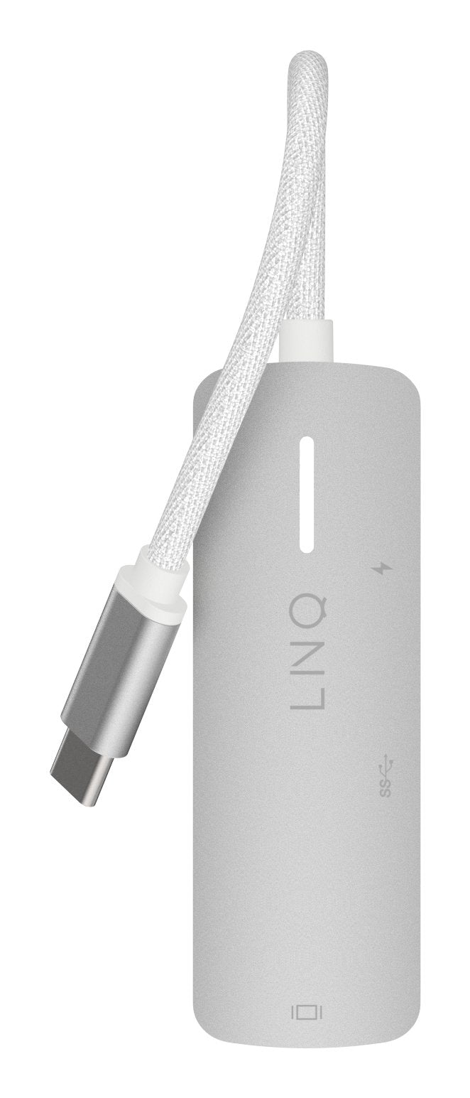 Adaptador 3 Puertos Usb-C Gris Linq Usb-C/ 1xusb3.2, 1xhdmi, 1xusb-C Pd Hasta 140w