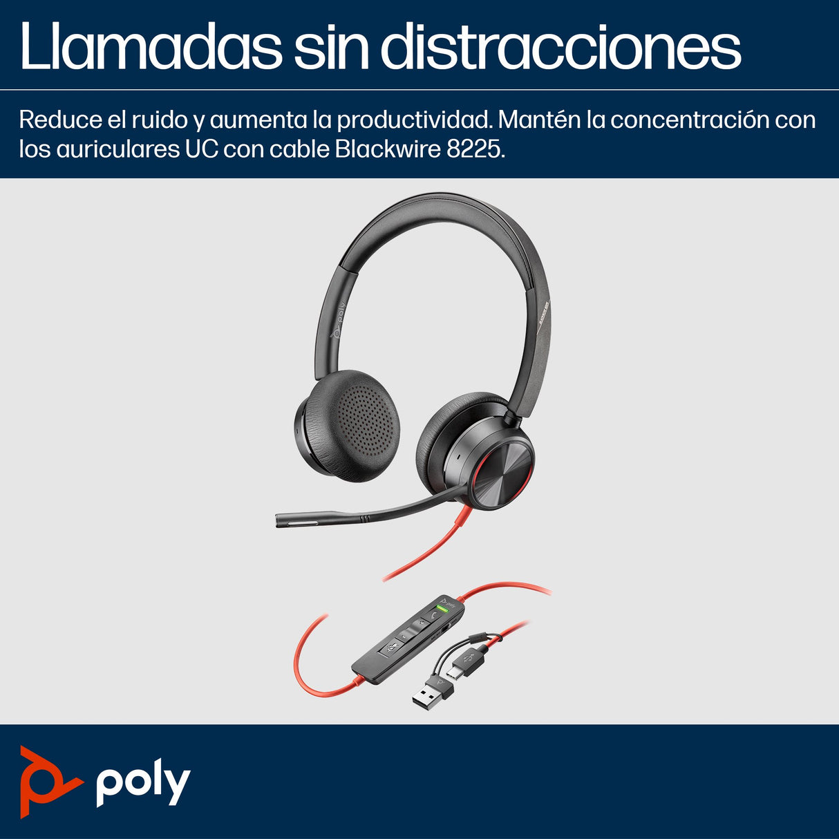 EAN 0197498429267 - HP Poly Blackwire 8225 Stereo Microsoft Teams Certified USB-C Headset +USB-C/A Adapter Alámbrico Diadema imagen 3