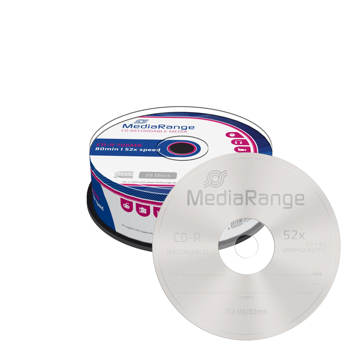 EAN 4260057125002 - MediaRange MR201 CD-R 700 MB 52x 25 pieza(s) imagen 1