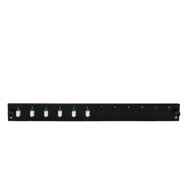 Efb Bestckte 12 Port Frontblende Mit 6 X Lc Duplex Kupplung Os2 Vertikal, Grau
