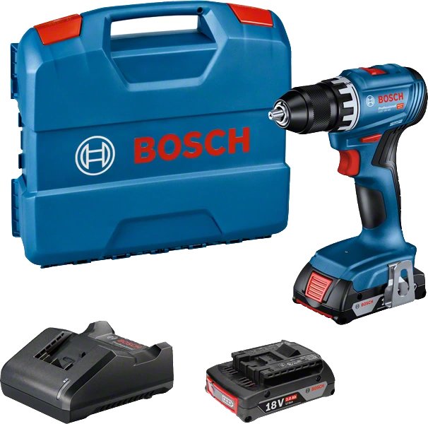 Taladro Inalámbrico Bosch Gsr 18v-45 Professional, 18 Voltios (Azul/Negro, 2 Baterías De Iones De Litio De 2,0 Ah, En Caja L) 06019k3202