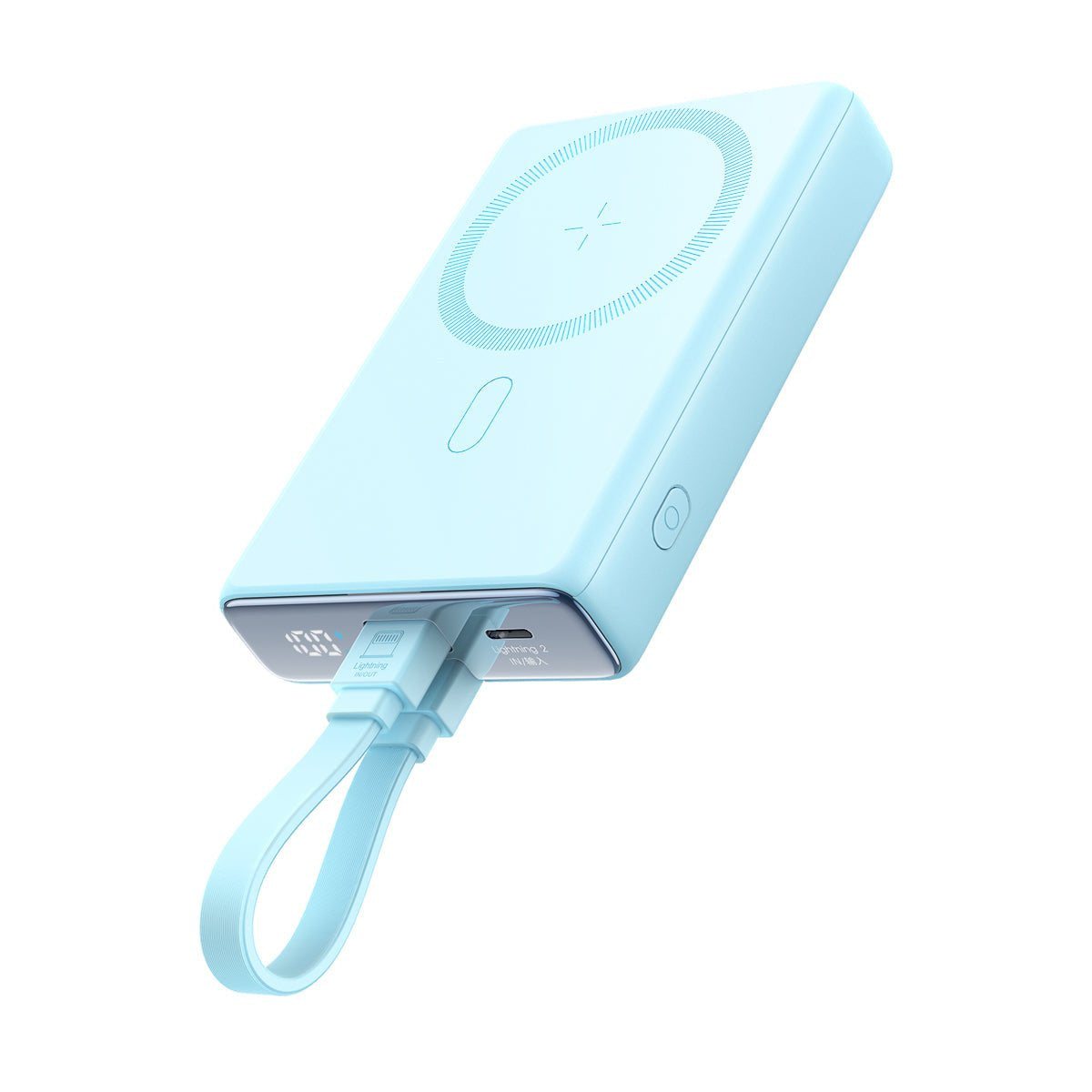 Joyroom Power Bank Magnetic Wireless Charging, Magsafe 15w, C+Lightning. Pd 20w, 10000 Mah With Type-C - Lightning Cable, Blue (Jr-Pbm01)