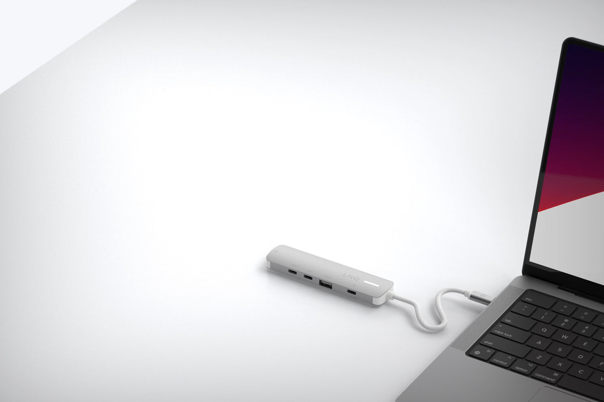 Hub 5 Puertos Pro Usb-C 140w Gris Linq Usb-C/ 1xusb3.2, 1xhdmi, 1xusb-C Pd Hasta 140w, 2xusb-C
