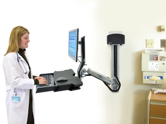 Ergotron Styleview Sit-Stand Combo Ablageflaechen-System Wandmontage Lcd Bis 61cm 24zoll 14,5kg.Mit Cpu Halter Klein