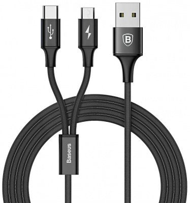 Baseus Camt-Asu01 Usb Cable 1.2 M Usb A Usb C/Micro-Usb B Black