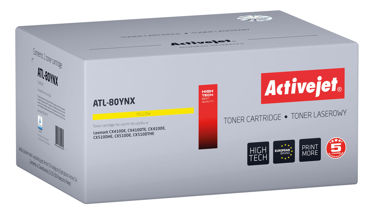 EAN 5901443391081 - Activejet ATL-80YNX cartucho de tóner 1 pieza(s) Compatible imagen 1