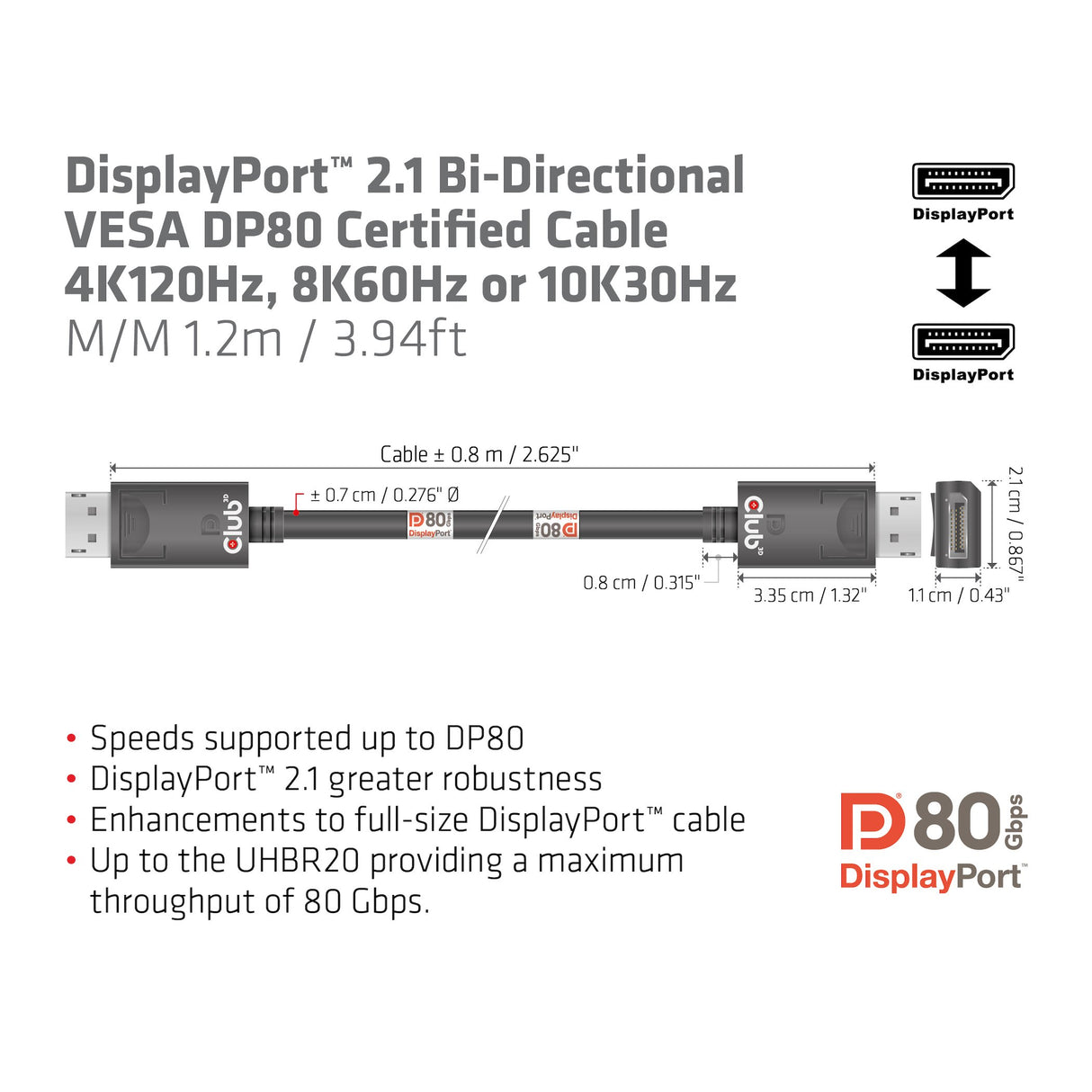 EAN 8719214472696 - CLUB3D CAC-1091 cable DisplayPort 1,2 m Negro imagen 3