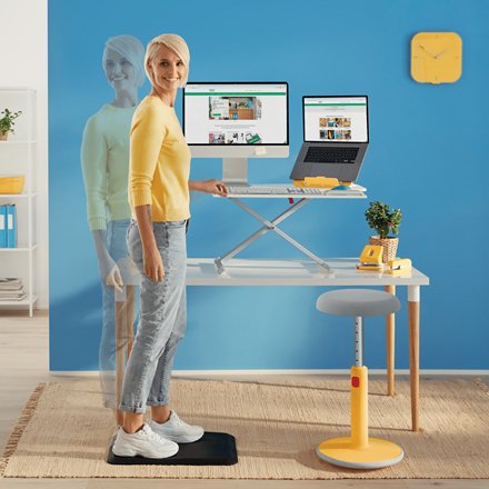Leitz Ergo Cosy Soporte Ajustable Para Portatil - Diseño Ergonomico - Altura Ajustable - Color Amarillo Calido