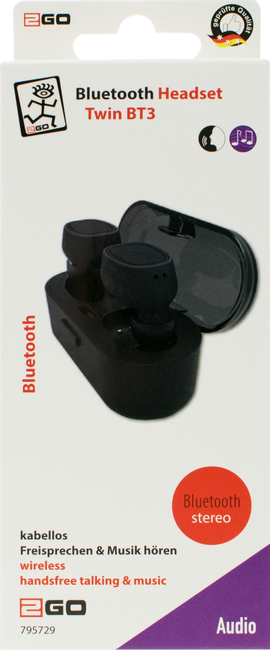 EAN 4010425957298 - 2GO TWIN BT Auriculares Inalámbrico Dentro de oído Llamadas/Música Bluetooth Negro imagen 3