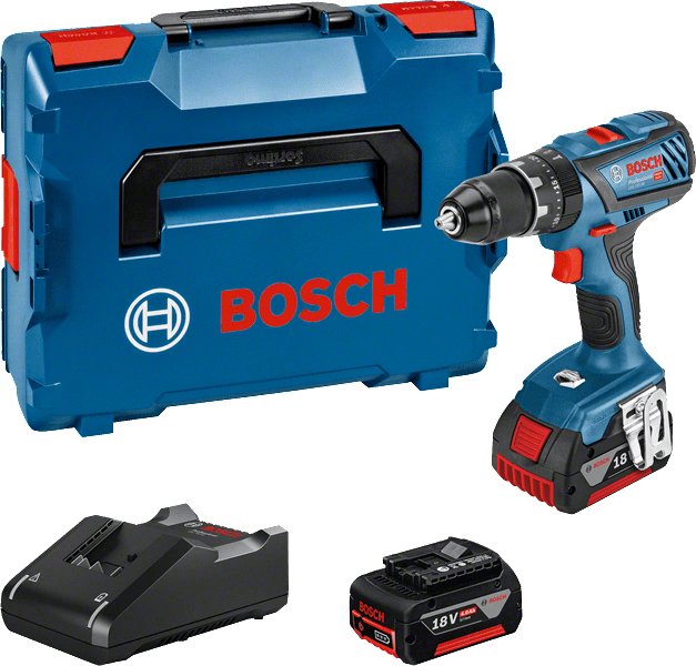 Taladro Percutor Bosch Professional Inalámbrico Gsb 18v-28 Professional, 18 Voltios Azul/Negro, 2 Baterías De Iones De Litio De 4,0 Ah, L-Boxx 06019h400c