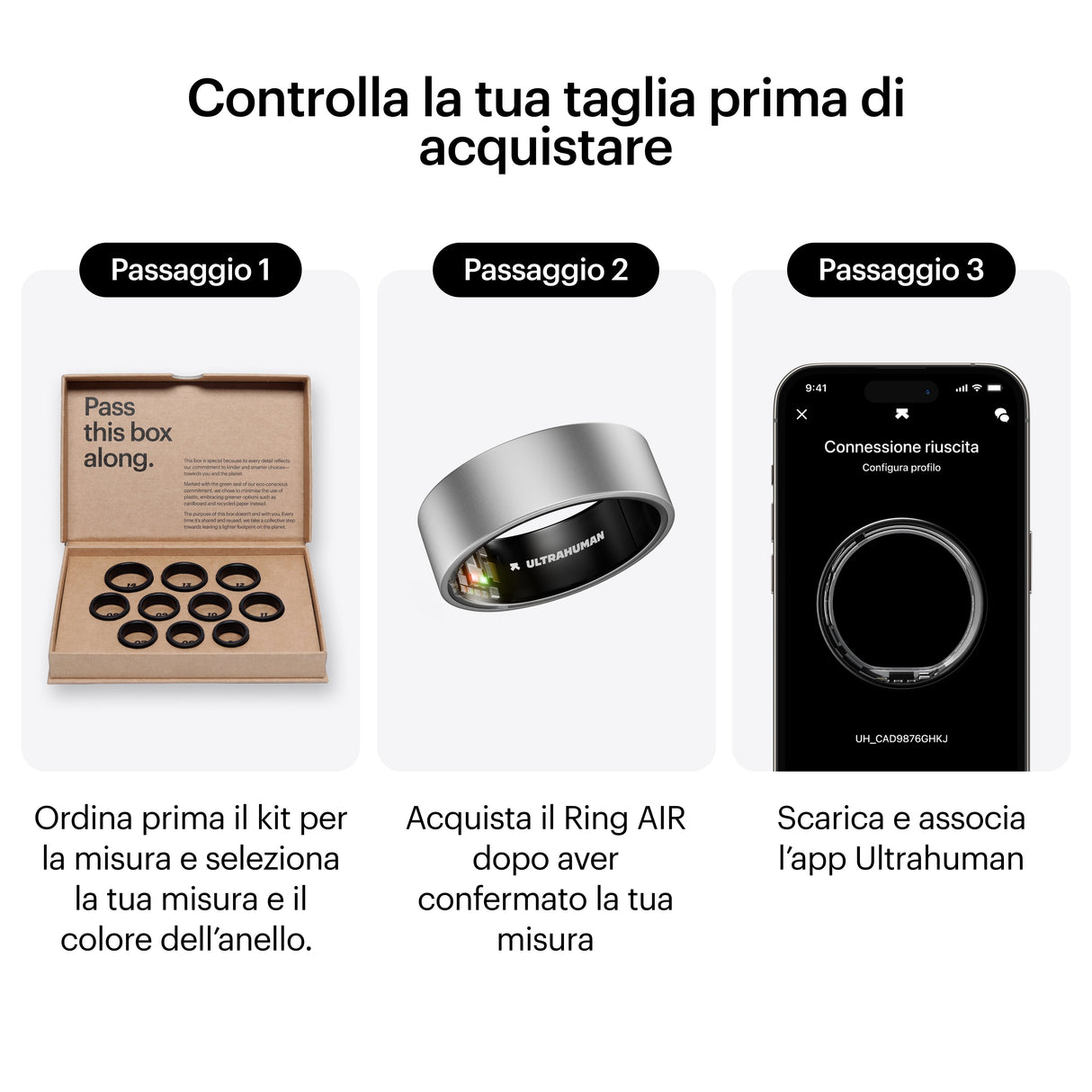 Ultrahuman Ring Air - Smart Ring Für Frauen Und Männer - Schlaf -Und Fitness Tracking Wearable - Herzfrequenz - Smartring Raw Titanium Grösse 8