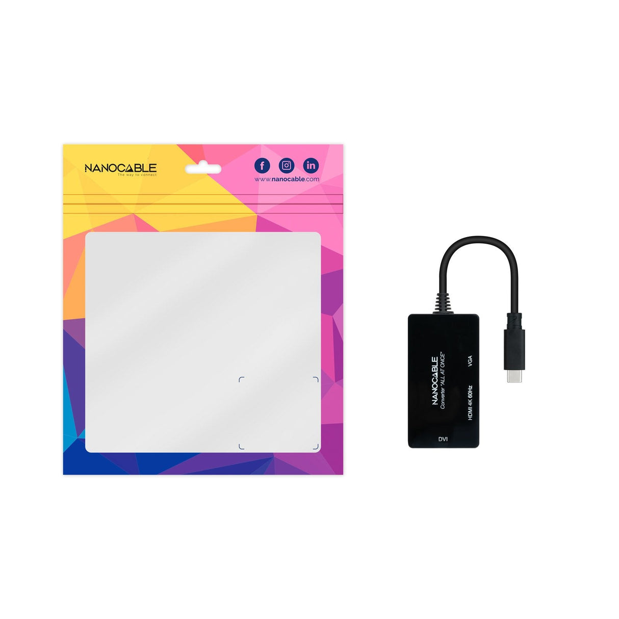 Conversor Usb-C/M A Hdmi/H, Dvi/H, Vga/H Negro