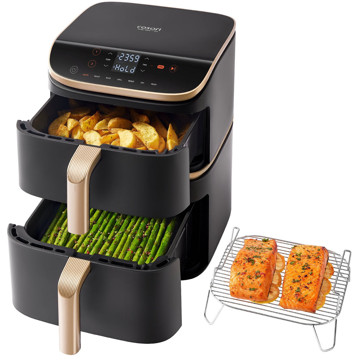 EAN 810123675210 - Cosori Turbo Tower Pro Smart Sencillo 10,8 L Independiente 2630 W Freidora de aire caliente Negro, Oro imagen 2