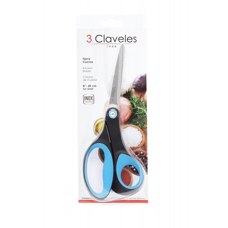 EAN 8410990004407 - 3 Claveles 00440 tijera de cocina 200 mm Negro, Azul, Acero inoxidable Universal imagen 2
