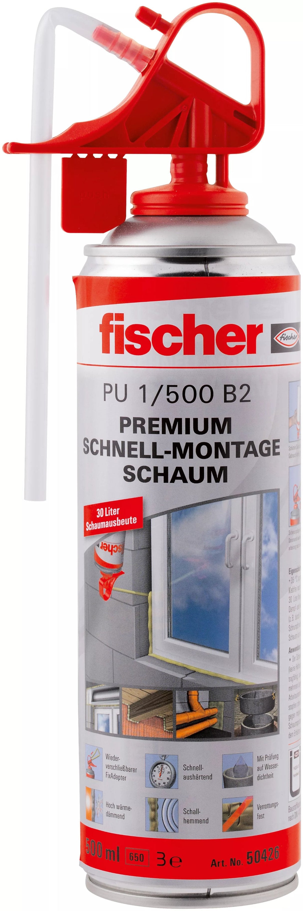 Fischer 1k - Espuma De Montaje Rápido Pu 1 / 500 B2, (Beige, 500ml)