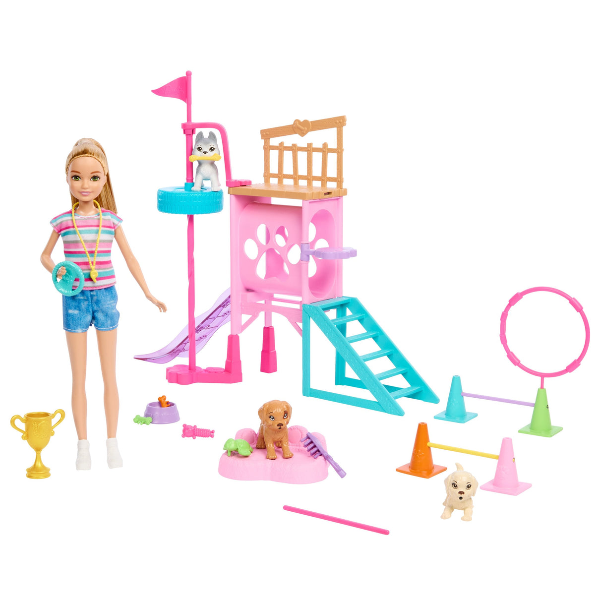 Muñeca Mattel Barbie Family & Friends Stacie''S Puppy Playground Spielset Hrm10