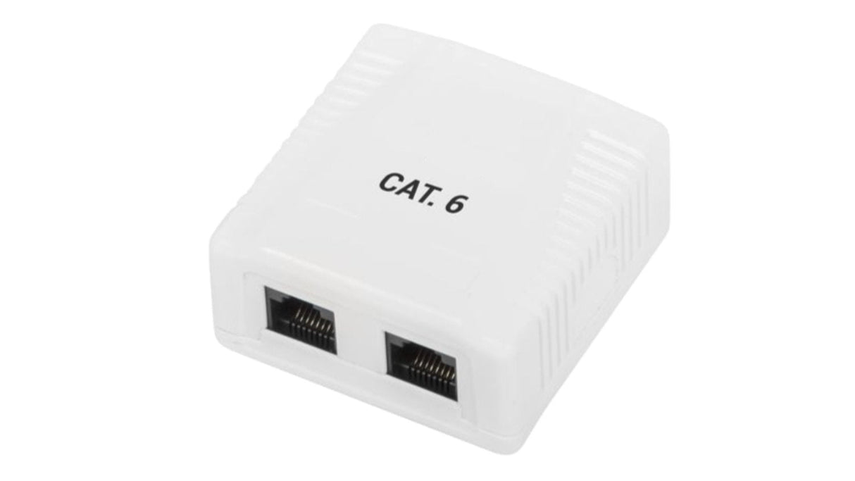 Phasak Caja De Superficie 2xrj45 Utp Cat.6 Dual Ent. Inf. Blanca