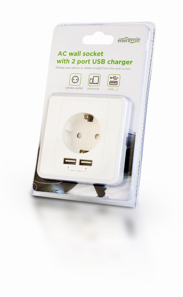 EAN 8716309109253 - EnerGenie EG-ACU2A2-01 toma de corriente 2 x USB + CEE 7/3 Blanco imagen 2