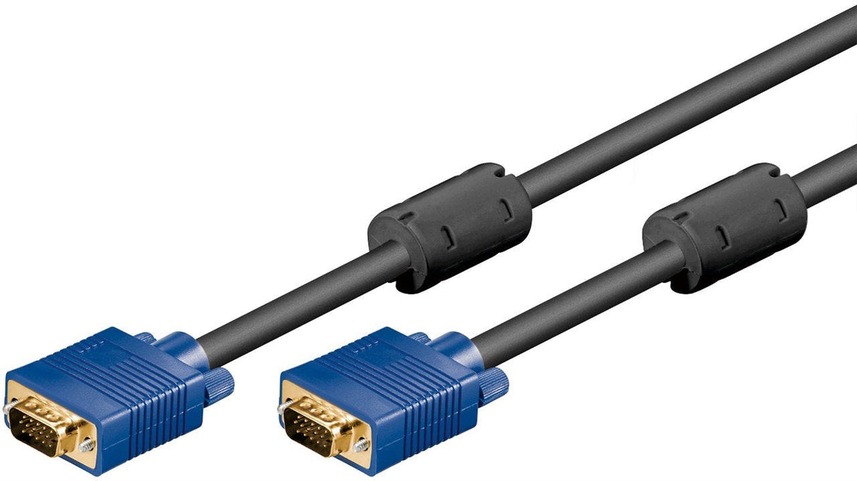 Cable Vga Macho-Macho 1,80 Metros 3c+7 Negro Con Ferritas Conector Azul Goobay