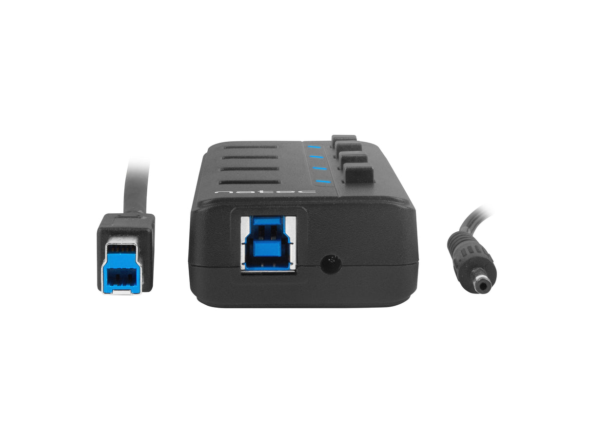 Natec Hub Usb 3.0 Mantis2, 4-Ports On/Off With Ac Adapter, Black