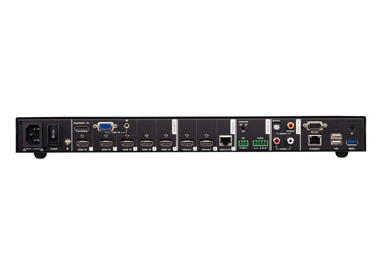 Switch De Presentación 7 X 3 Con Escalador De Vídeo, Streaming, Mezclador De Audio Y Hdbaset De Aten