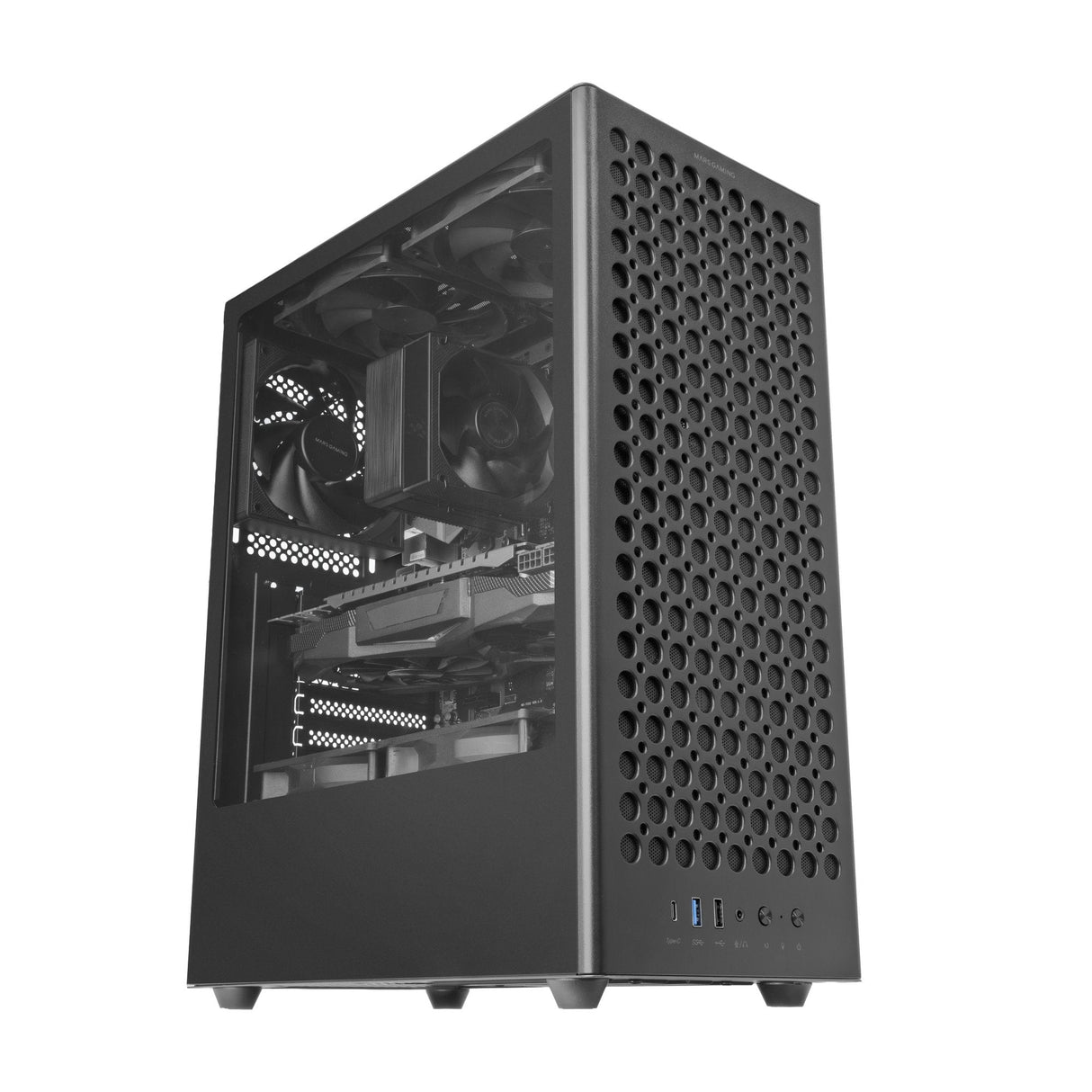 Caja Pc Atx Mars Gaming Mc-T800 Frontal Airdot Mesh 4x Ventiladores Fdb Cablehatch Usb-C Negro