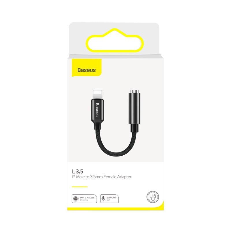 Cable Adaptador Lightning Audio De 3,5 Mm 10cm Negro