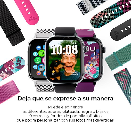 Savefamily Reloj Inteligente Infantil Savewatch Plus 2 - Pantalla Amoled - Carcasa Negra - Correa Tela Tribeca