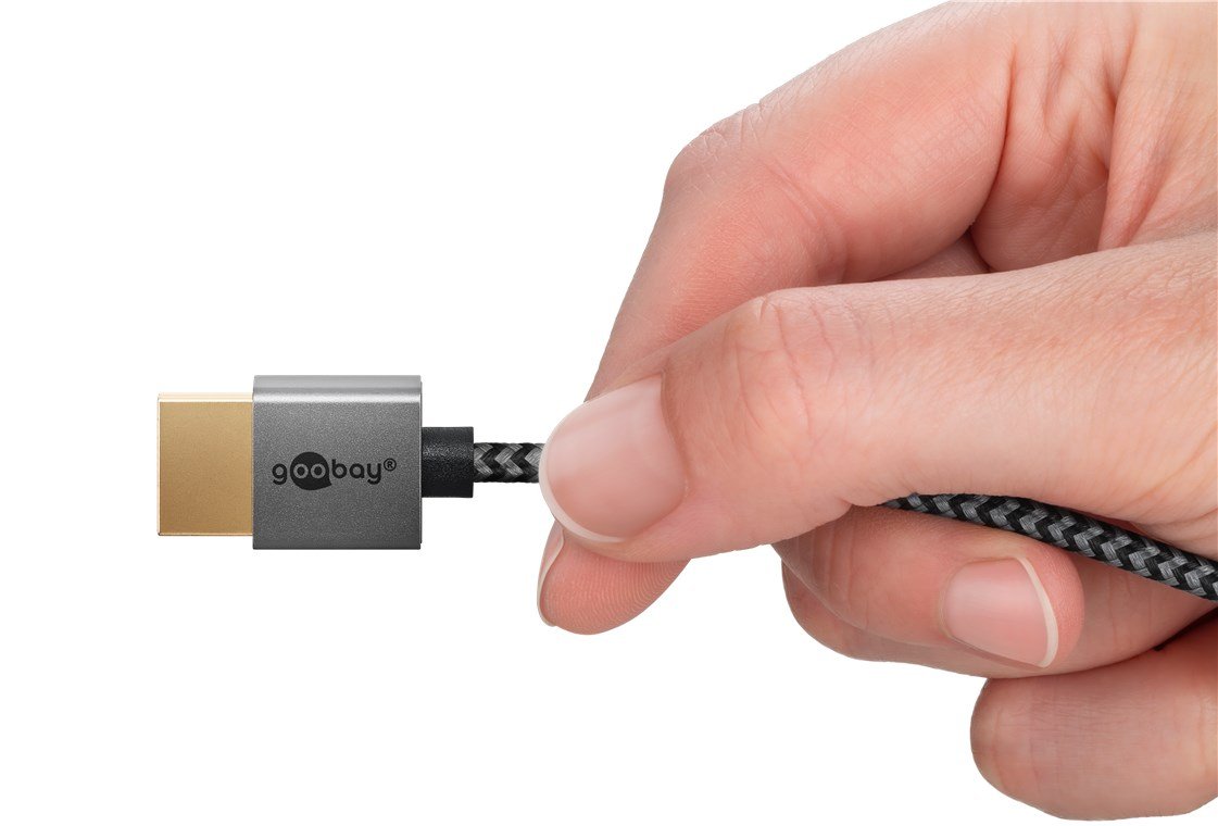 Goobay Plus Slim High-Speed-Hdmi-Cable Mit Ethernet, 8k @ 60hz (Gris, 2 Meter) 75758