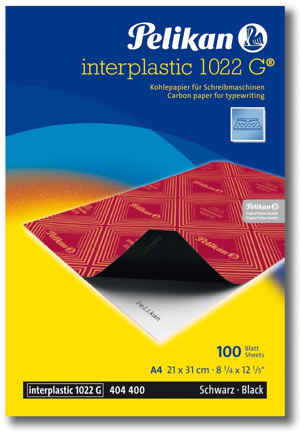 Pelikan Paquete De 10 Papel Carbon Interplastic 1022g - Ideal Para Copias Precisas Y Limpias - Color Negro