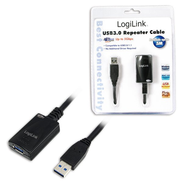 Logilink Cable Usb A -> A St / Bu 5,00m Alargo Activo. Negro