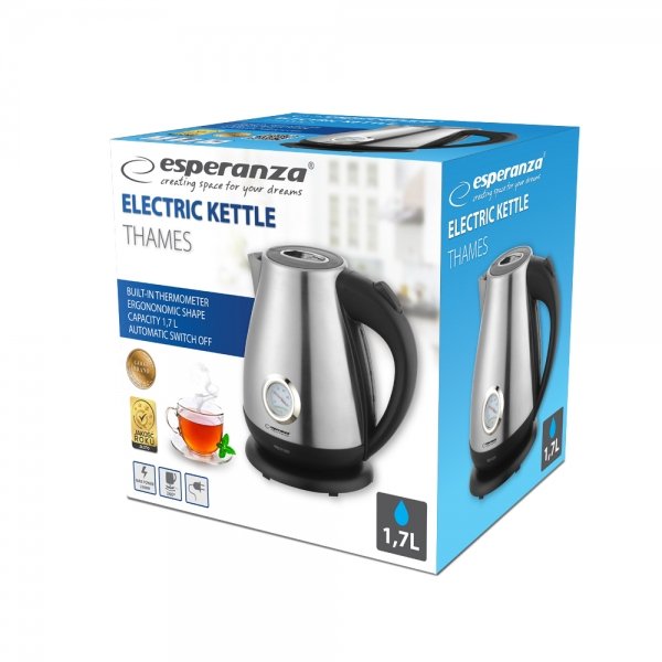 EAN 5901299956755 - Esperanza EKK029 tetera eléctrica 1,7 L 2200 W Negro, Acero imagen 6