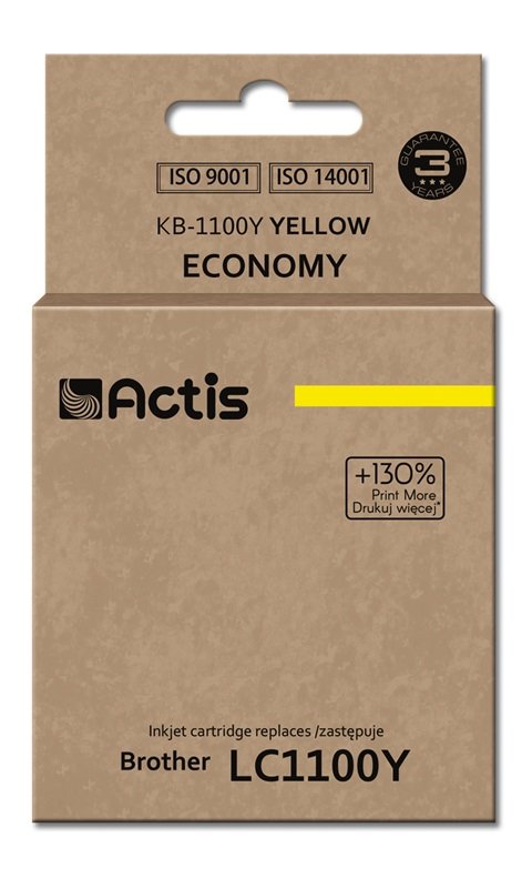 Tinta Actis Kb-1100y (Reemplazo De Brother Lc1100y / 980y - Estándar - 19 Ml - Amarillo)