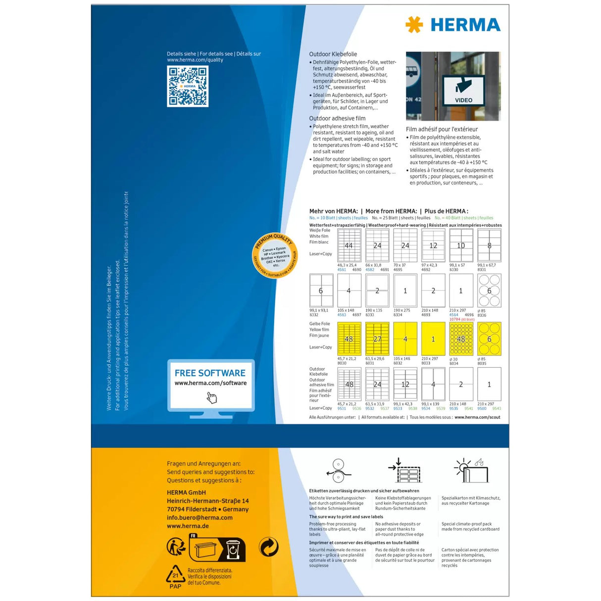 EAN 4008705095389 - HERMA 9538 etiqueta autoadhesiva Rectángulo Blanco 480 pieza(s) imagen 2
