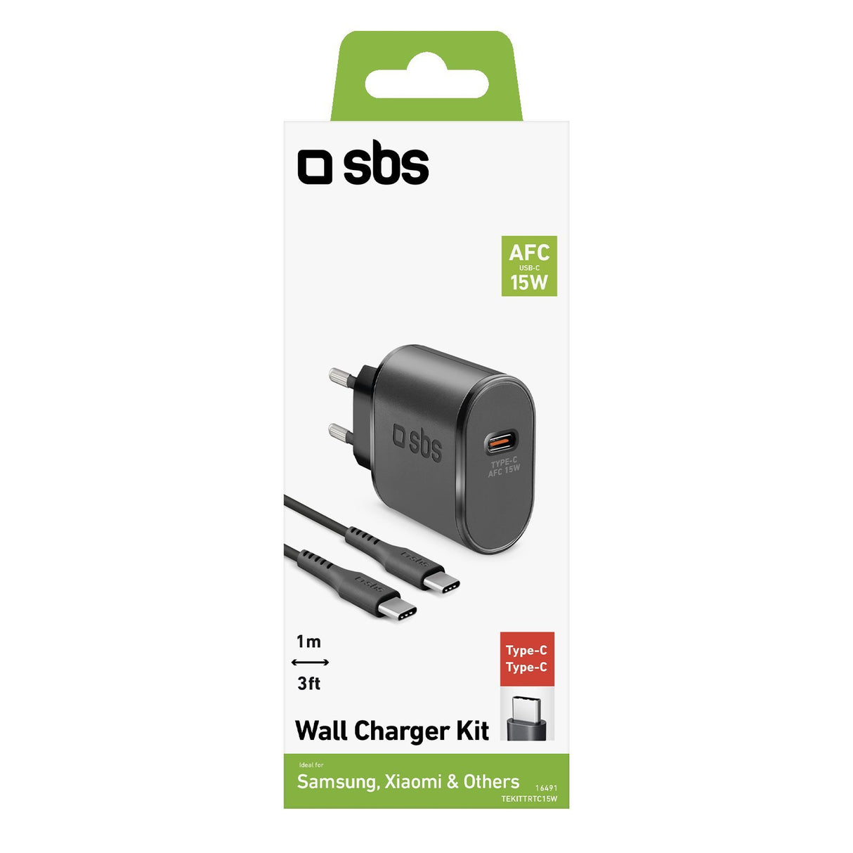 EAN 8018417416491 - SBS TEKITTRTC15W cargador de dispositivo móvil Universal Negro Corriente alterna Carga rápida Interior imagen 2