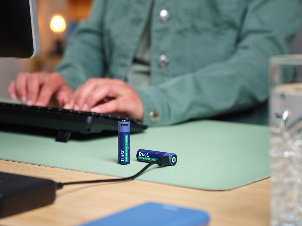 Pila Ecargable Trust Usb-C Aa 1700 Mah Pack De Dos Unidades 25584