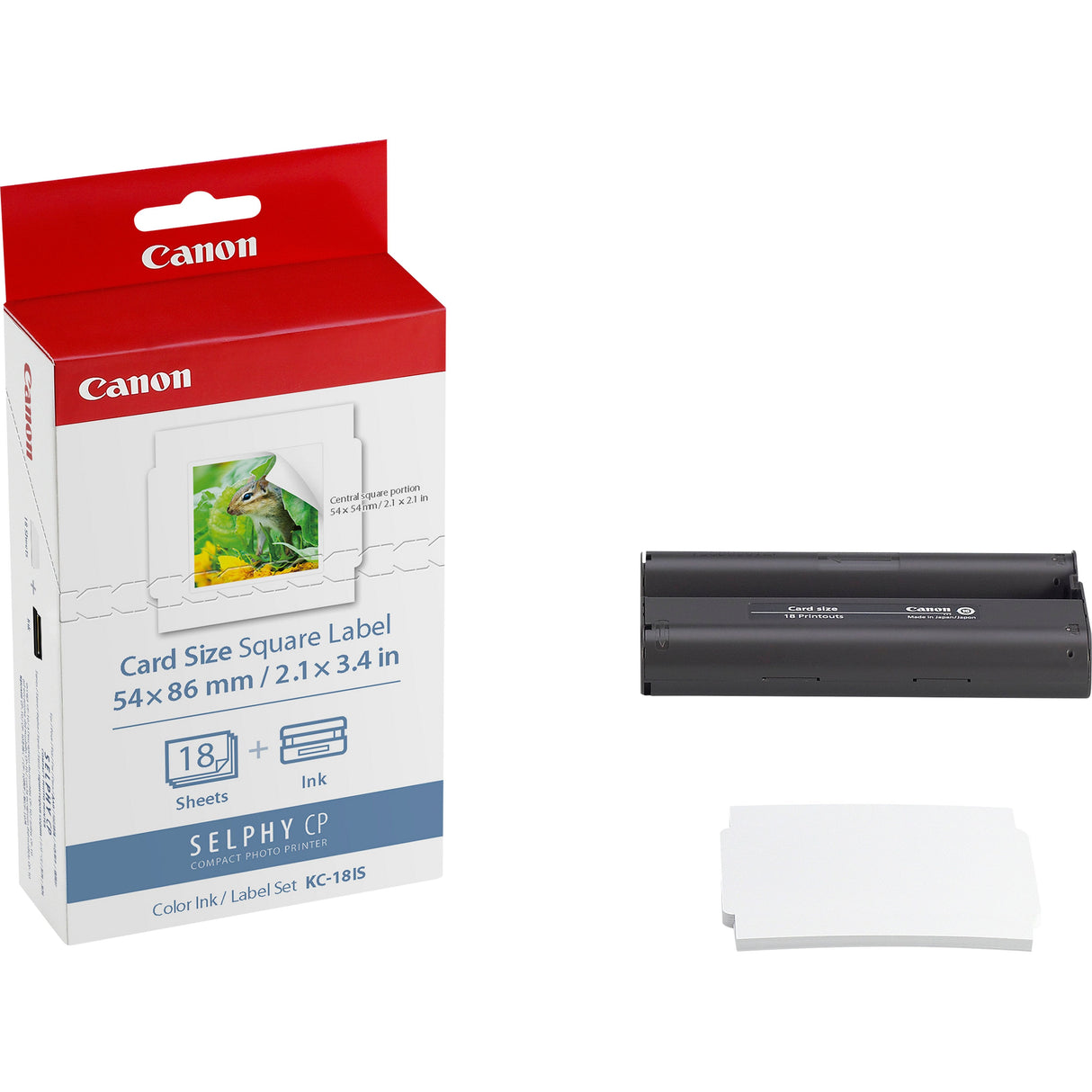 Papel Foto Canon Selphy Kc-18is 54x54 + Tinta 18 Adhesivos Cuadrados Series Cp
