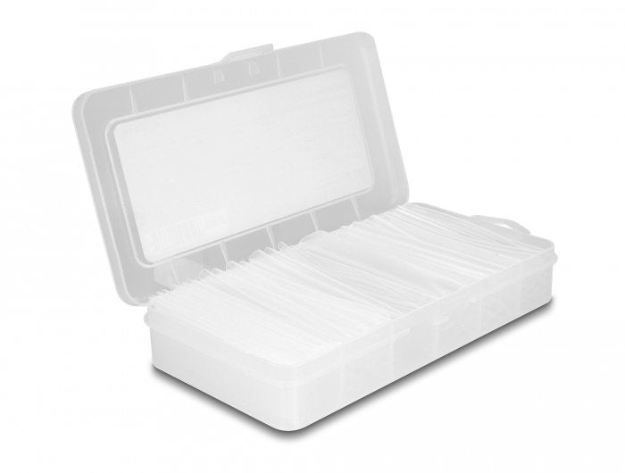 Delock Caja De Surtido De Tubos Termorretráctiles, Relación De Contracción 2:1 De Pared Simple Y Pared Doble Con Adhesivo Interior 3:1, Transparente 135 Piezas