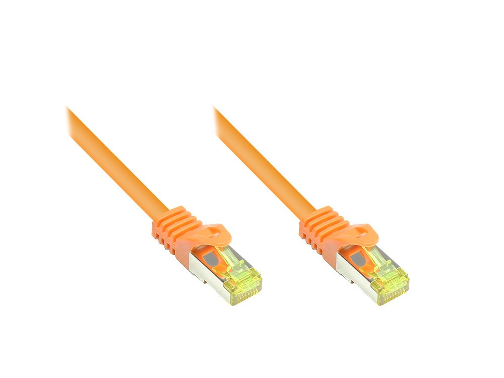 Goodconnections Rj45 Cable De Red Con Cat. 7 Cable A Granel Y Protector De Pestaña (), S Ftp, Pimf, Libre De Halógenos, 500mhz, Ofc, Naranja, 15m,